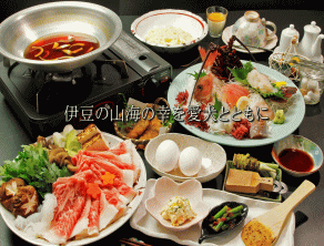 伊豆の新鮮な魚介を利用した夕食